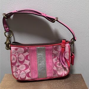 Vintage Pink and Silver Coach Demi pouch